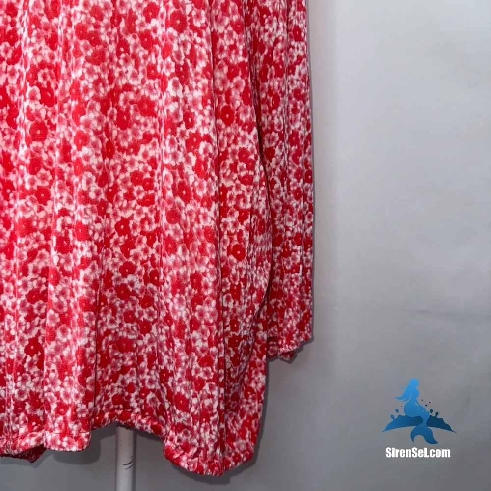 1138 MICHAEL Michael Kors Tunic Top – Size 3X – Red White Floral